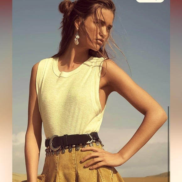 FREE PEOPLE WE THE FREE Georgie Muscle Tee in Gold women’s size XS - Picture 1 of 9